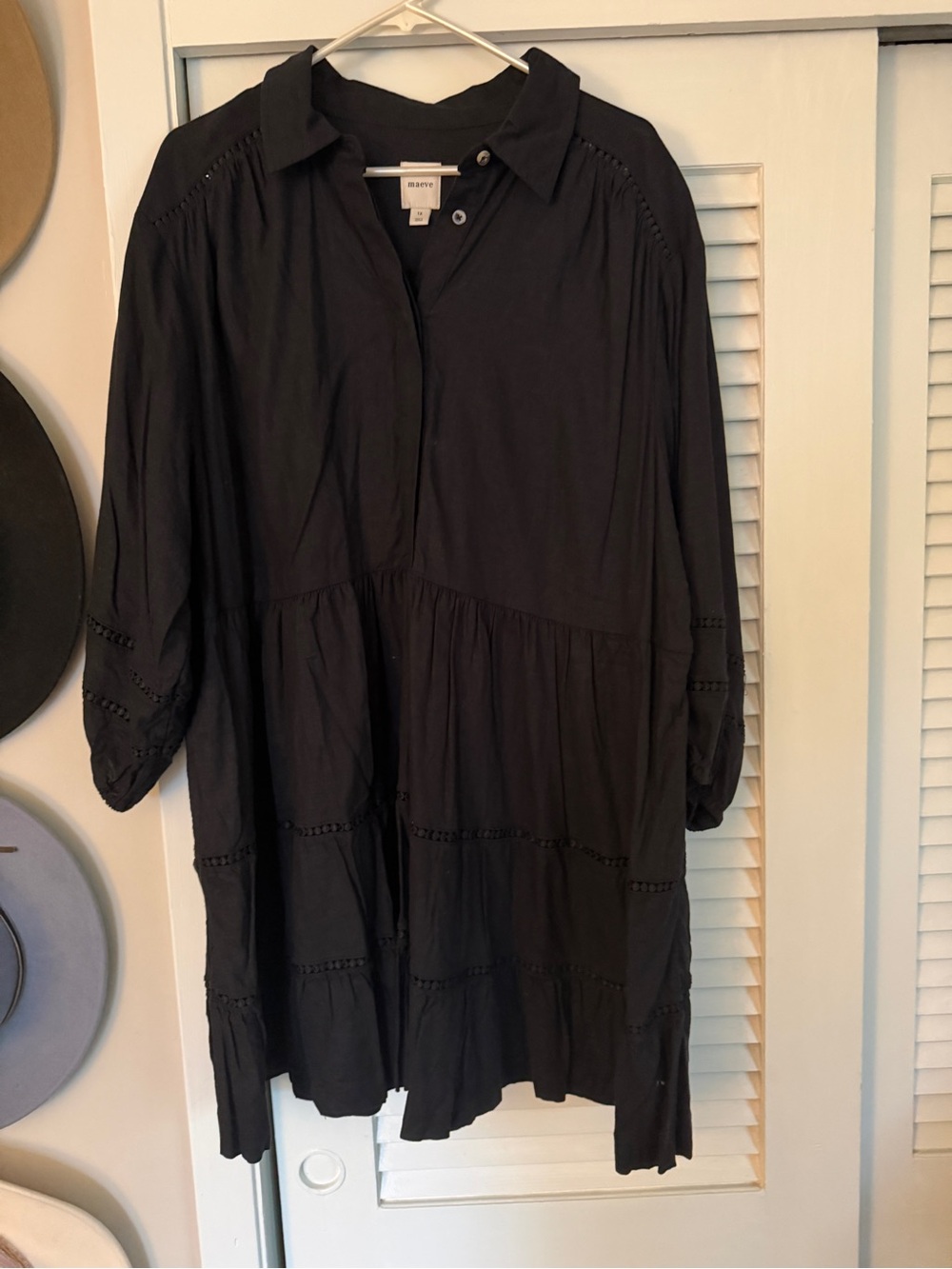 Maeve Black Button-Front Tiered Tunic